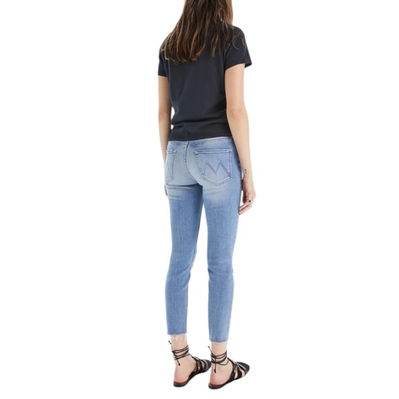 MOTHER High Waisted Looker Ankle Fray Au Revoir Light Wash Skinny Jeans Size 25